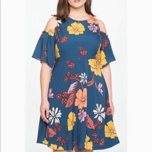 NWT Eloquii Pl Sz Floral Cold Shoulder Dress Sz 22
